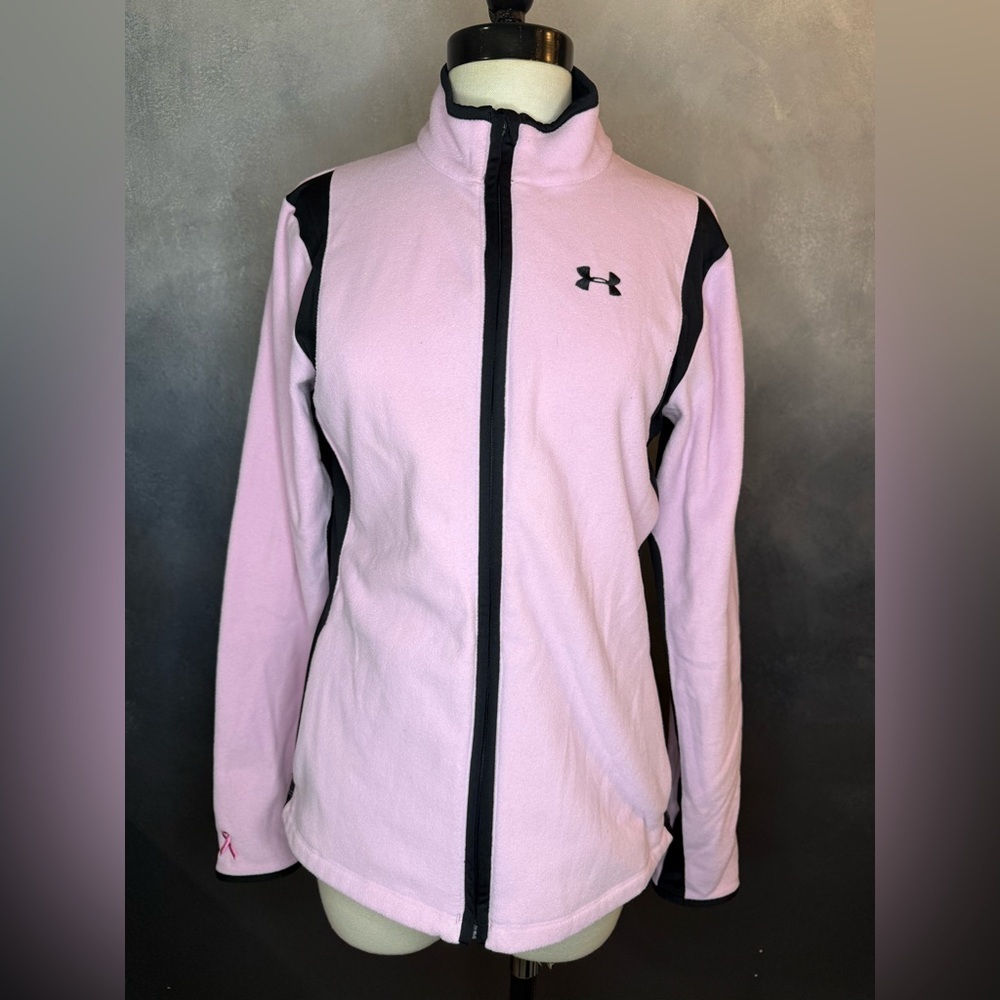 Under Armour Pink & Black Full Zip Fleece Jacket Women’s Size Medium